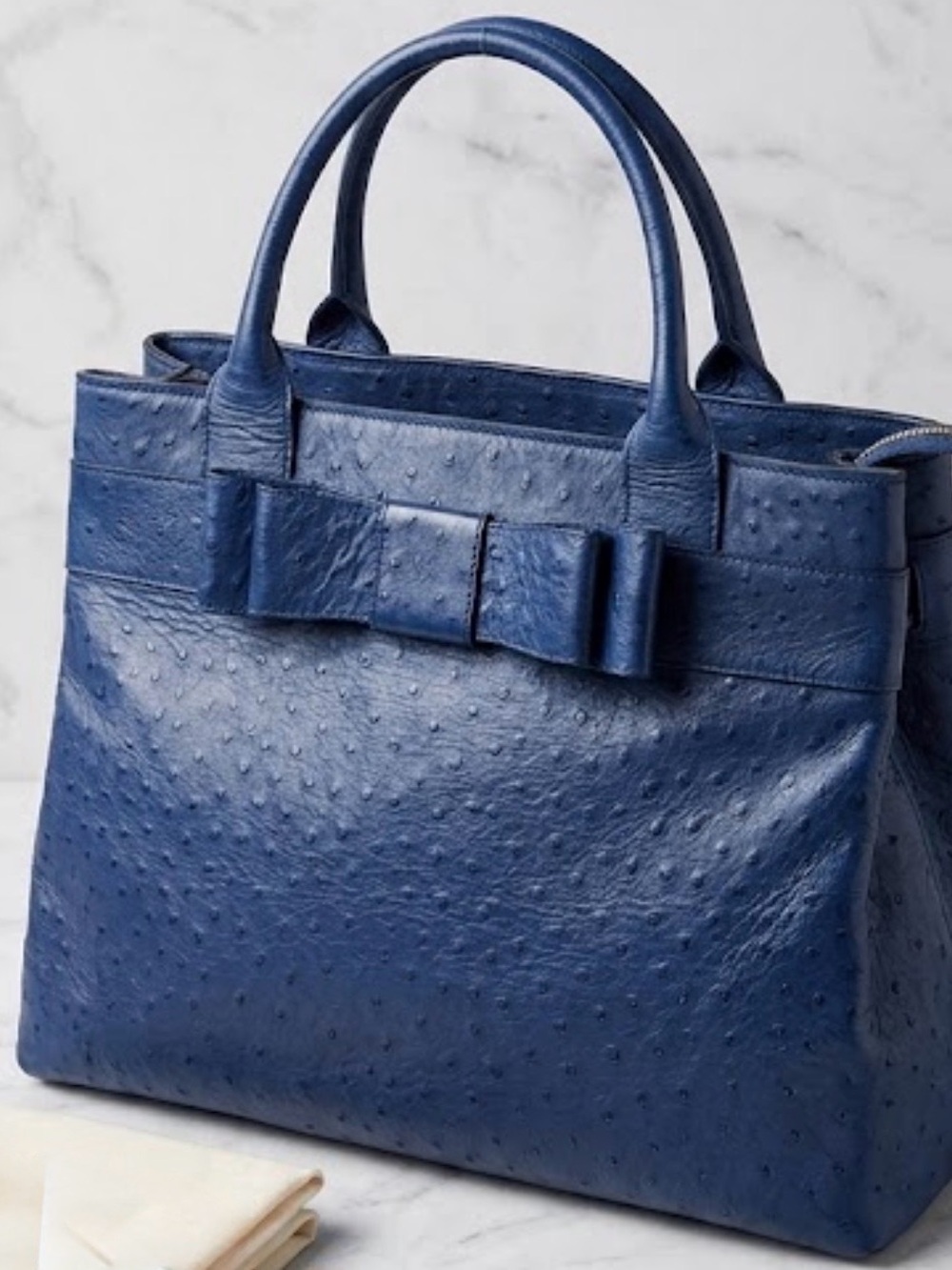 Kate Spade Blue Ostrich Leather Tote